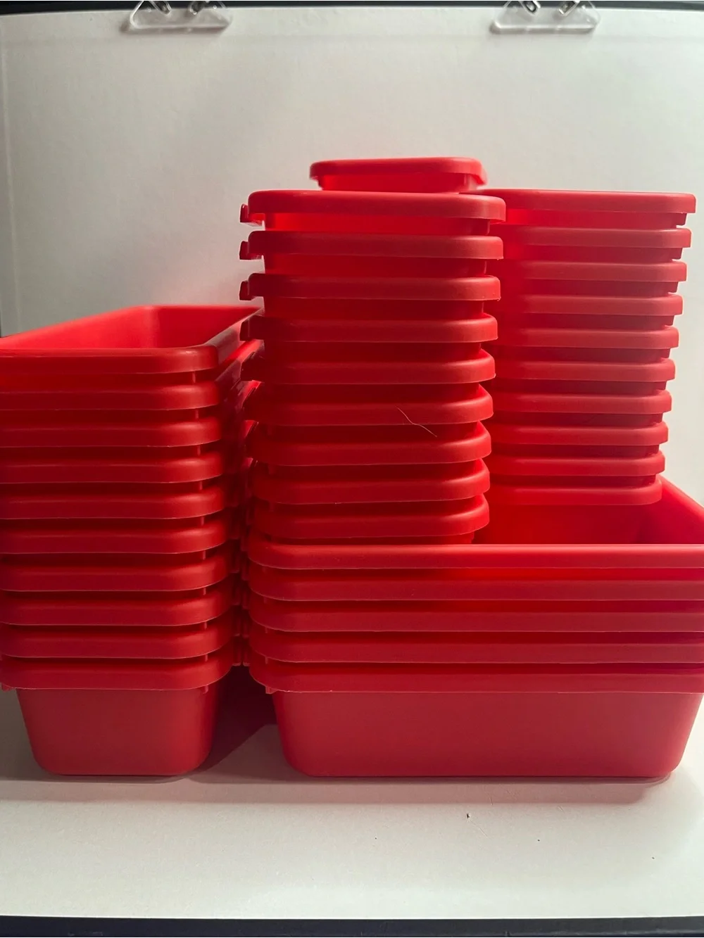 Source Unknown Red Stackable Plastic Organizers - Set of Nesting Bins